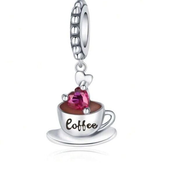 925 Sterling Silver Beverage Coffee Ice Mocha Charm - Picture 1 of 3